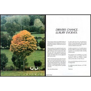 1989 Infiniti Luxury Cars 2 Page Vintage Print Ad Landscape Autumn Leaves Photo
